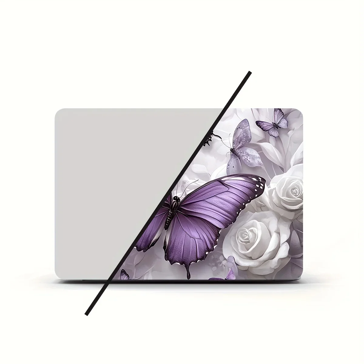 2Pcs Flower Butterfly Laptop Skin Sticker Waterproof Scratch Resistant PVC Stickers for Laptops Laptops Cars Decal Sticker