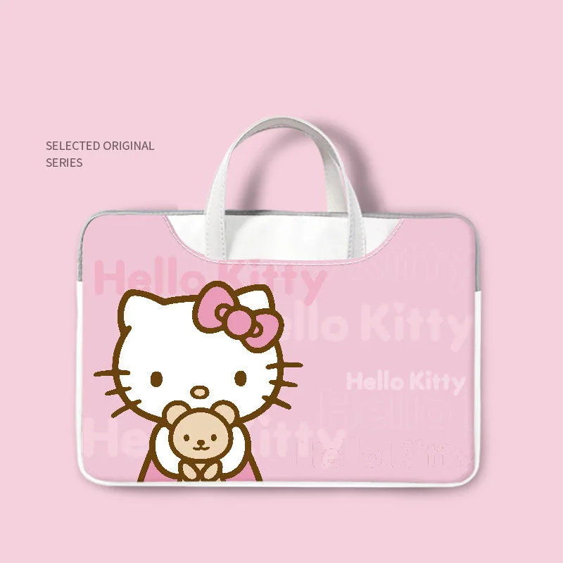 Miniso Sanrio Cute Hello Kittys Laptop Bag Anime Cartoon Soft Pu Ipad Bag 16inch 15.6 14nich Office Student Portable Girl Gifts