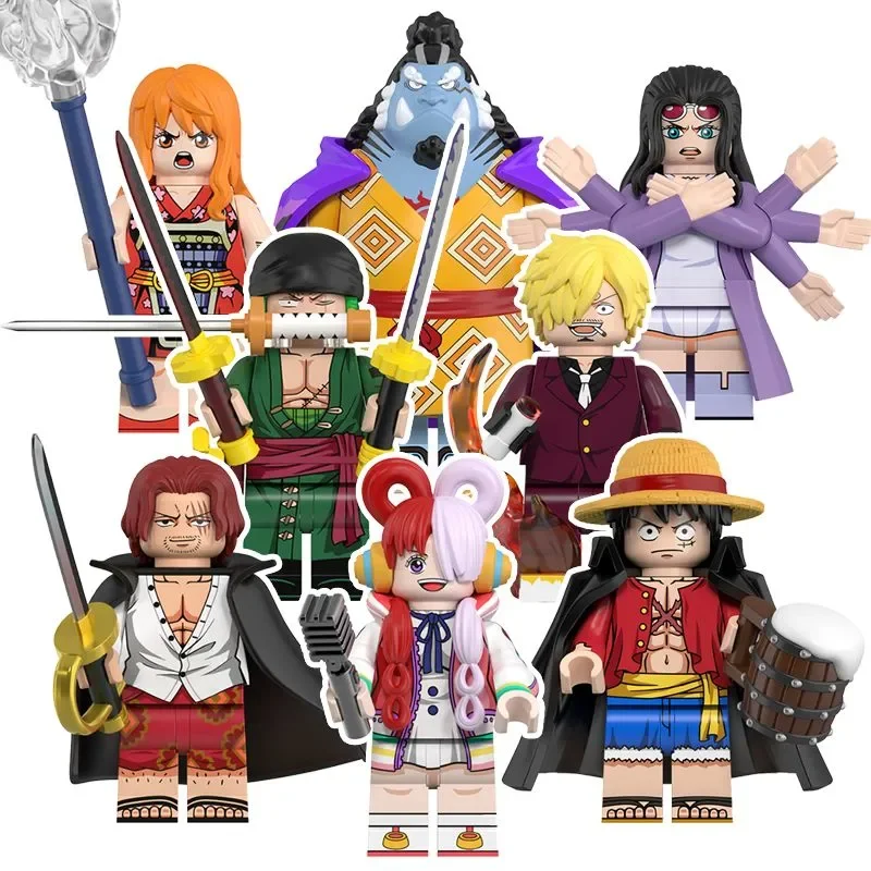 

Japanese Anime One Piece Franky, Usopp, Luffy and Nami Merchandise Action Figures Children's Building Block Toys Birthday Gifts