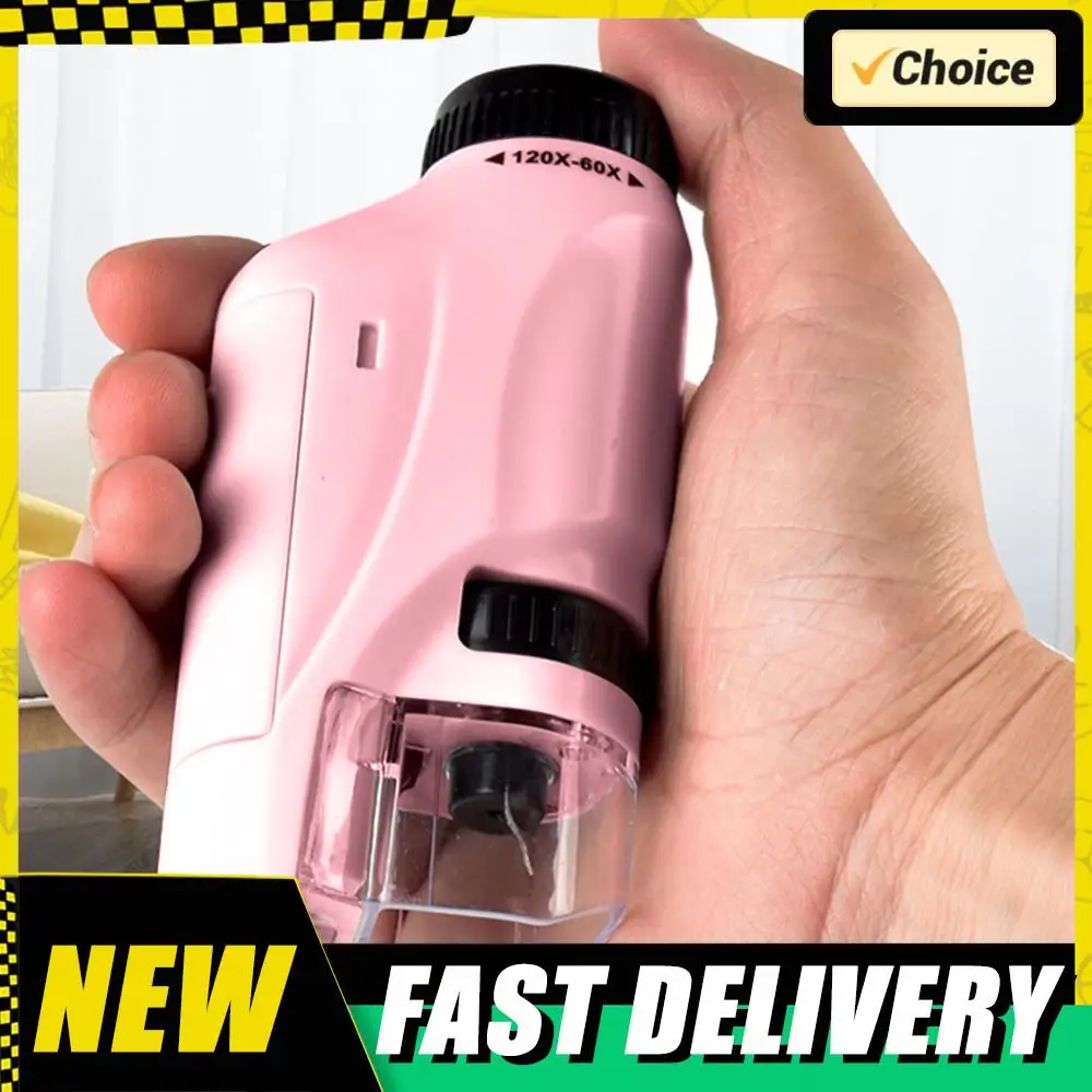 Handheld Pocket Microscope 60-120X Electric Microscope Educational Science Microscope Battery Powered for Observation Learning