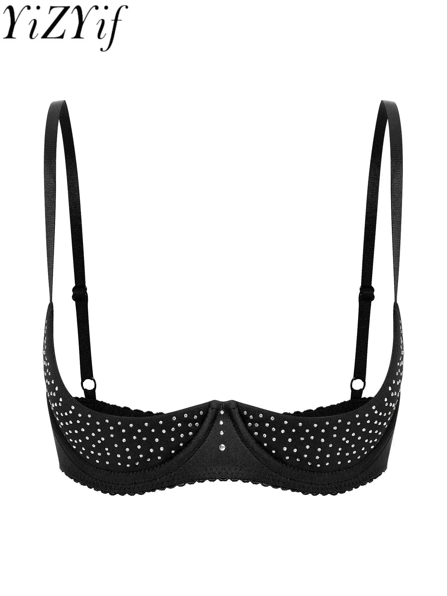 Women\'s Sexy Open Cup Bra Tops Sheer Floral Lace Underwire Push Up Bralette Cupless Lingerie Exposed Breasts Underwear Nightwear