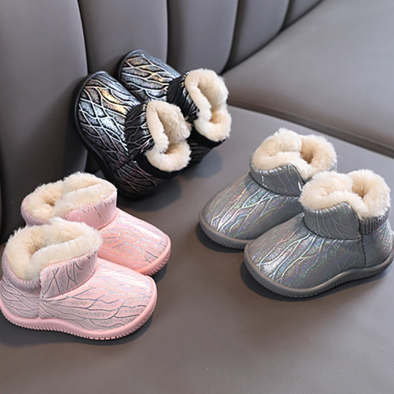 Children Snow Boots Winter New Waterproof Non-slip Kids Shoes for Girls Boys Plush Warm Cotton Shoes Princess Short Boots Сапоги