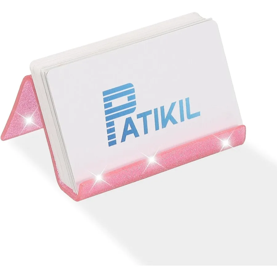 حامل بطاقات عمل PATIKIL للمكتب، حامل بطاقات عمل أكريليك، حامل بطاقات لامع، حامل منظم، عرض البطاقات لمعرض المكتب #5