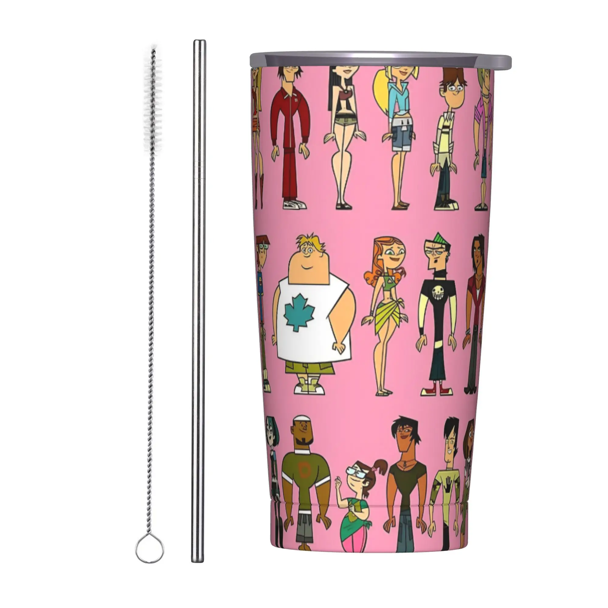 Totals Dramas Pink Tumbler Vacuum Insulated  Coffee Cups Stainless Steel Car Mug Water Bottle, 20oz