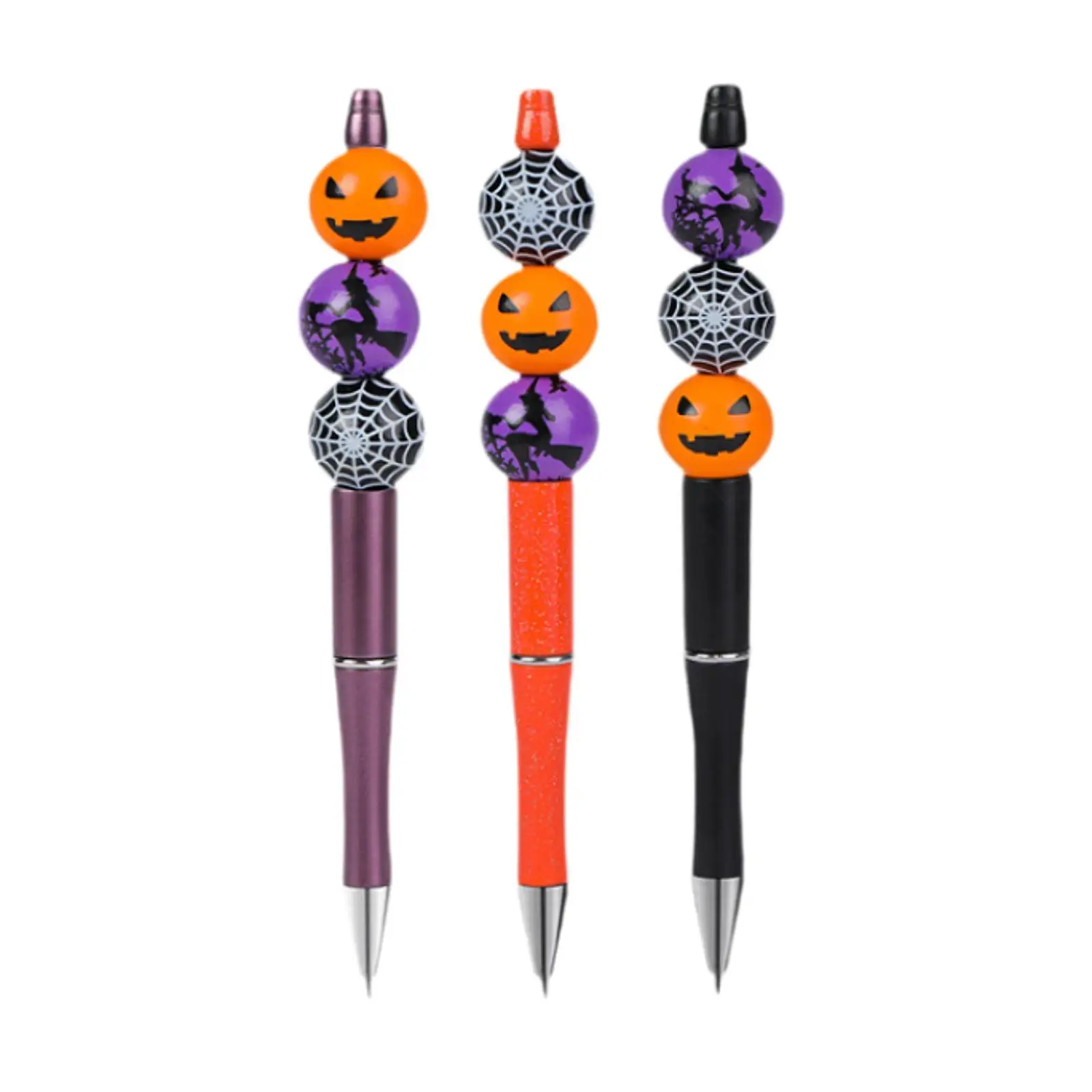 Halloween Ballpoint Pen Beadable Pen Easy to Use Hallowee Decoration Office Supplies 0.5mm Black Ink Color Sturdy Writing Pen