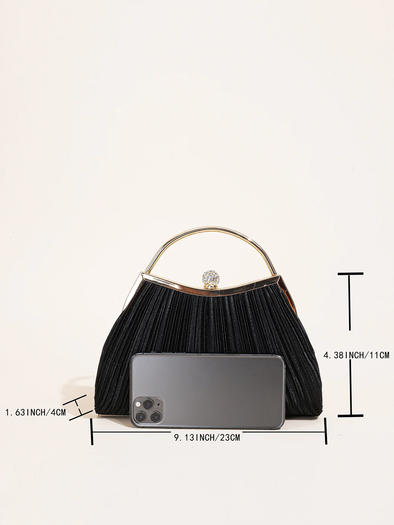 1 pc geraffte Abend tasche für Frauen, Top Ring Clutch Geldbörse, Strass Dekor Handtaschen für Hochzeit Abschluss ball Abendessen – Detail 29