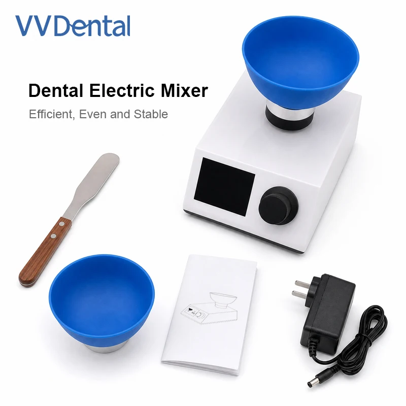 Dental Lab Mixer Magnetic Bowl Base One Knob Control Bubble Free Mixing Alginate Impression Material Gypsum Resin Mixing Machine