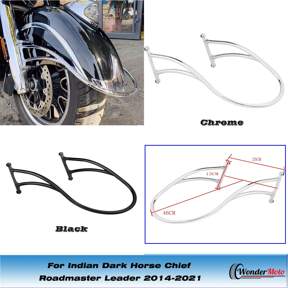 Motorcycle Front Fender Bumper For Indian Dark Horse Chief Roadmaster Leader 2014-2021