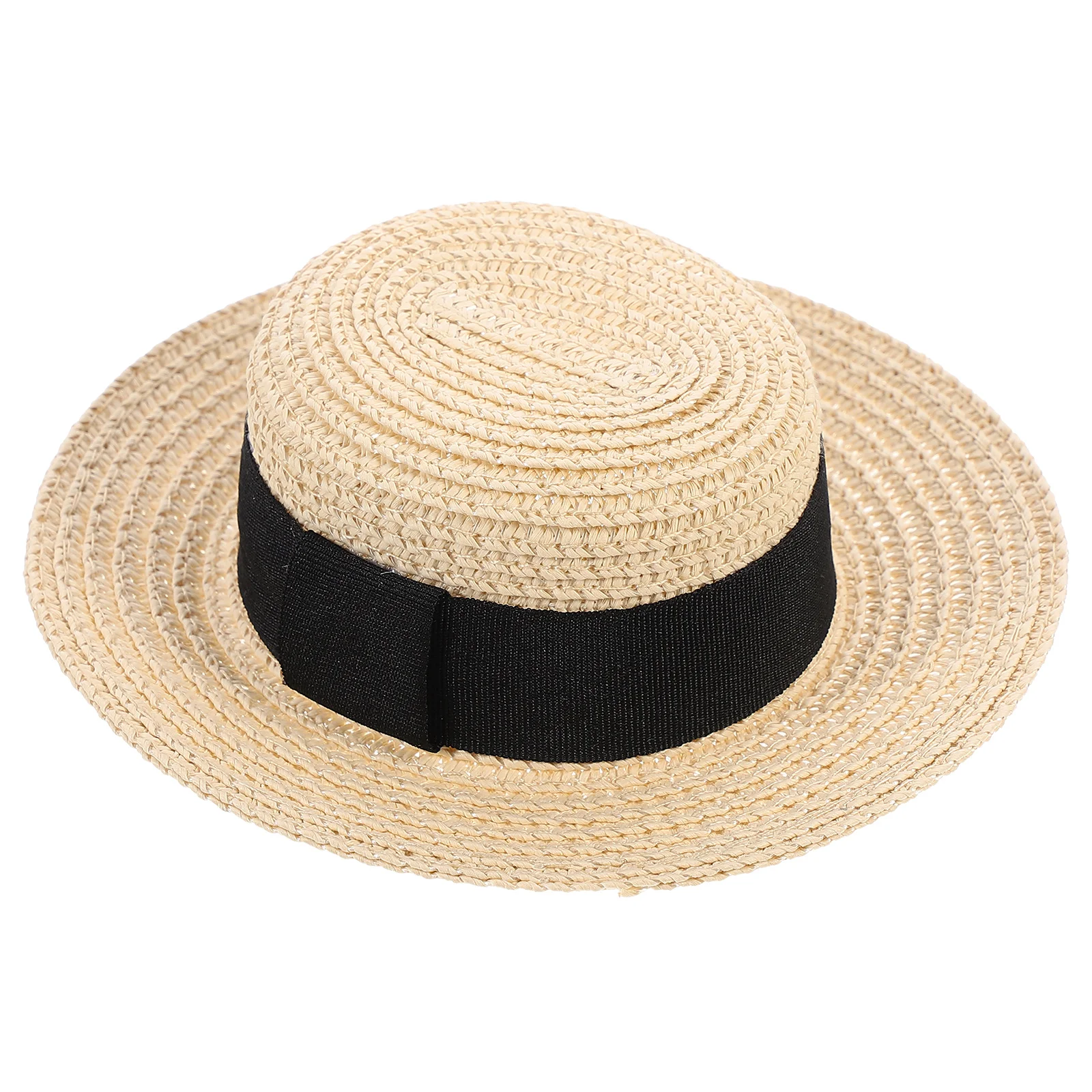 

Mini Beige Hats Clothes Accessory DIY Party Supplies Elegant Exquisite Straw Hat Decor Straw Hat Decor Toy