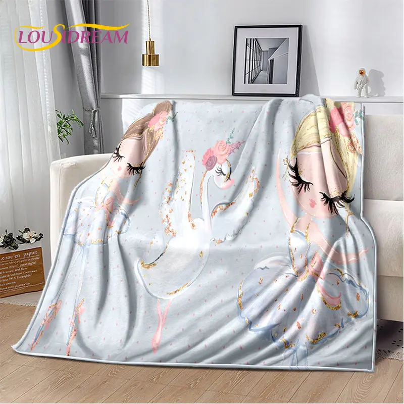 Cute Ballet Girl Ballerina Cartoon Soft Plush Blanket,Flannel Blanket Throw Blanket for Living Room Bedroom Bed Sofa Picnic Kids