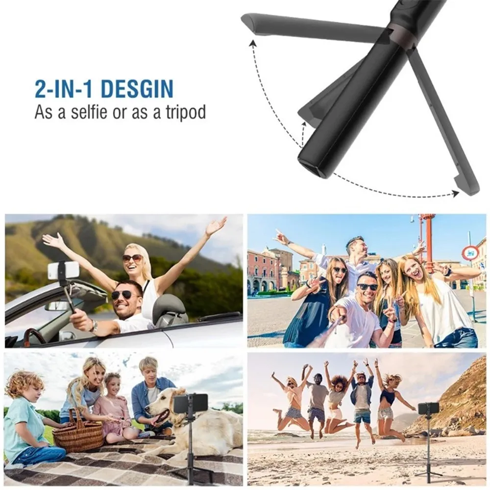 3 in 1 Wireless Bluetooth Selfie Stick for iphone 13 Pro /Android Foldable Handheld Monopod Shutter Remote Extendable Tripod