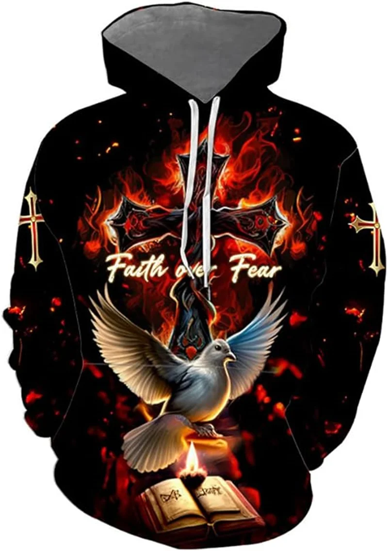 

3D Printing Christian Jesus Hoodies Jesus Bless Us Faith Above Fear Hooded Sweatshirts Kids Fashion Streetwear Pullovers Clothes