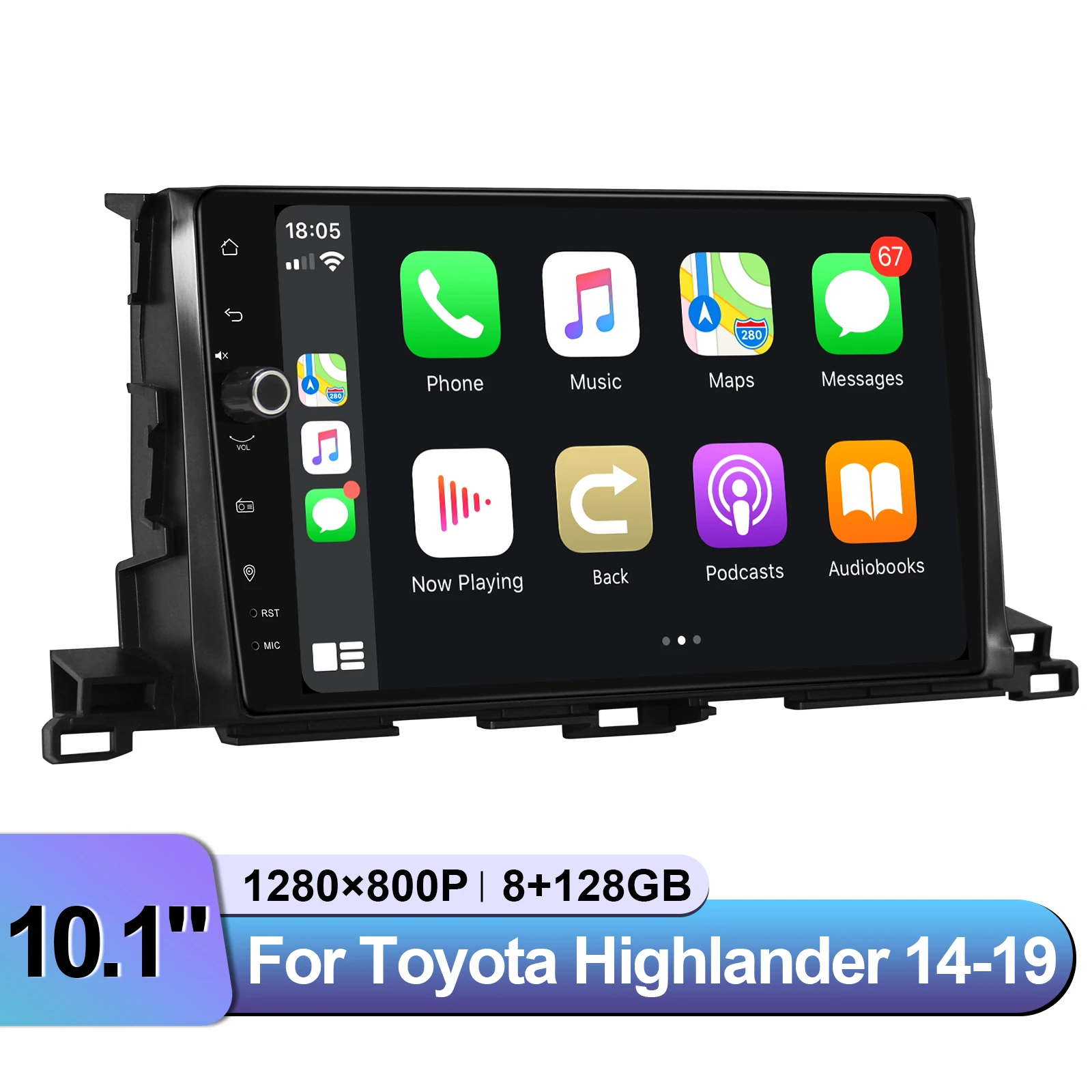 Toyota Highlander 2014-2018のカーステレオヘッドユニットをお楽しみください、最新のAndroid 12、GPSナビゲーションシステム、プラグとプレイ、10.1インチ