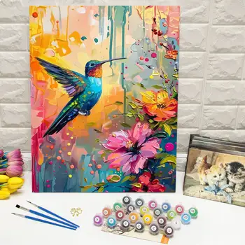 DIY Digital Oil Painting Hummingbird Oil Painting By Numbers Animal Bird Paint By Number…