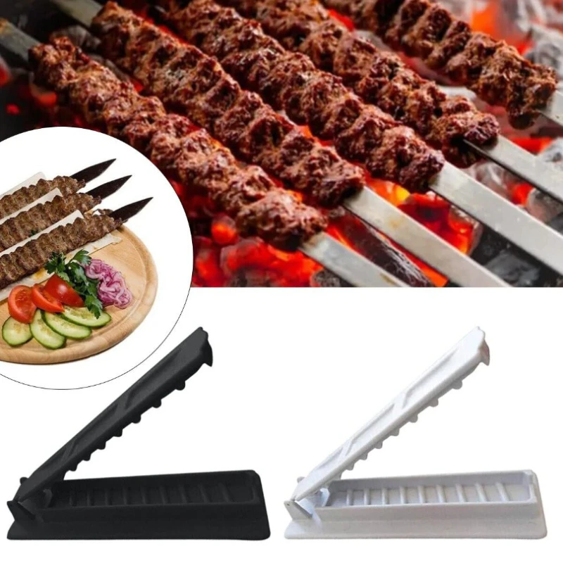 1PC/2PCS BBQ Meat Kebab Maker Removable Portable Folding Barbecue Tools Plastic Press Mould Manual Kebab Camp Cooking Supplies