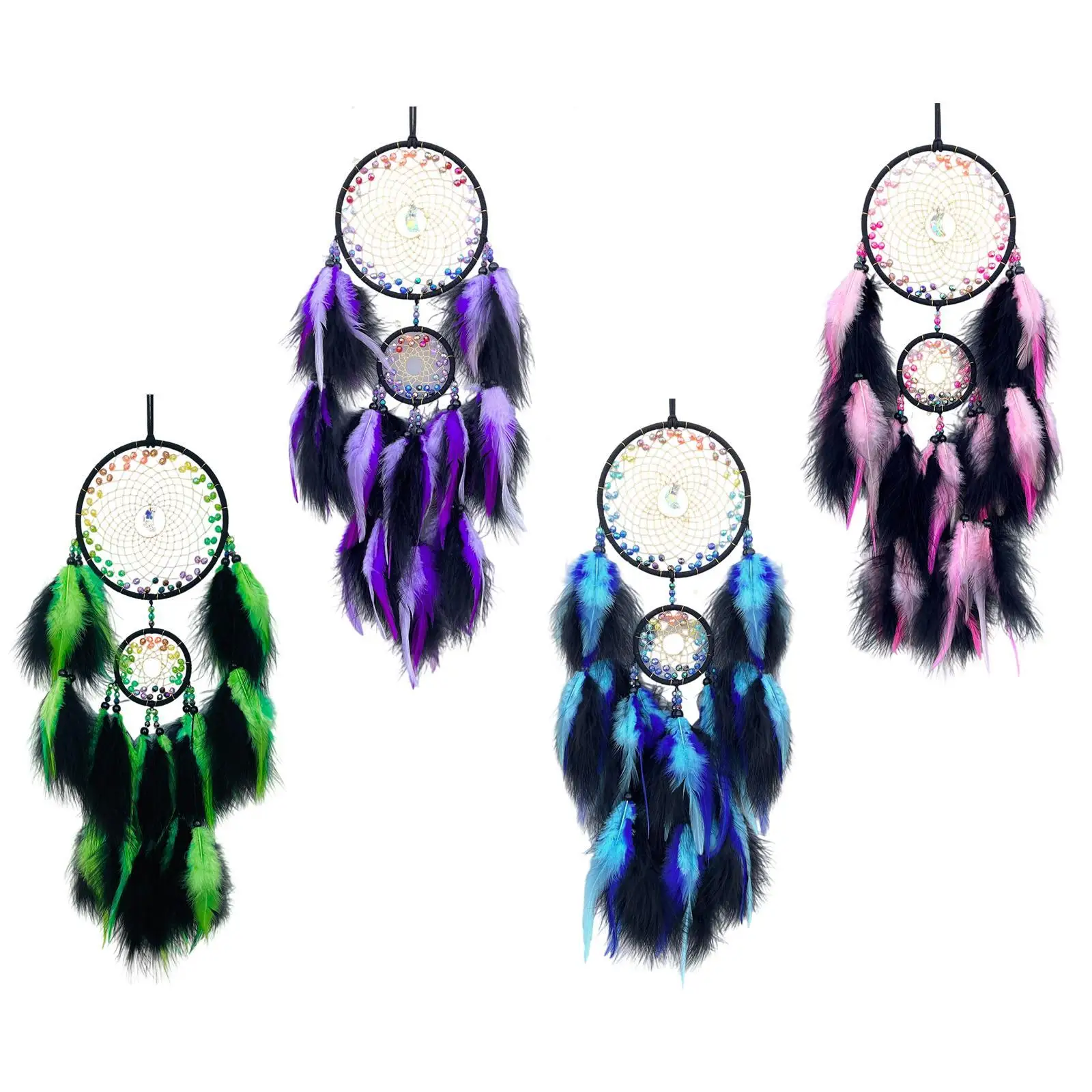 Circular Net Dreamcatcher Wall Decor Handmade Boho Ornament Art for Walls Decoration Interior Home Office