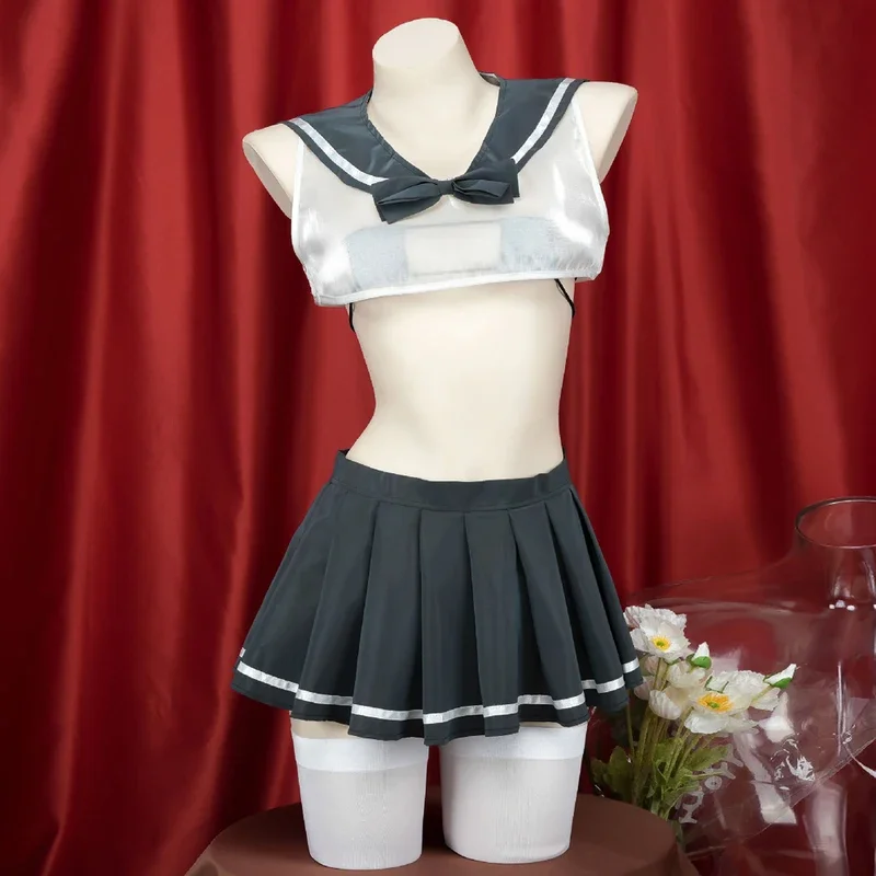 

AniLV Japanese Anime Student School Uniform Cosplay Women Reflective Noctilucent Sailor Outfits Bikni Set Costumes