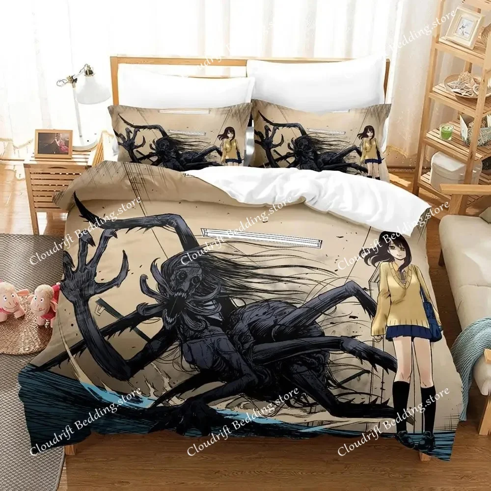 Anime Mieruko-chan The Girl Who Can See Them  Bedding Set Boys Girls Twin Queen Size Duvet Cover Pillowcase Bed Kids Adult