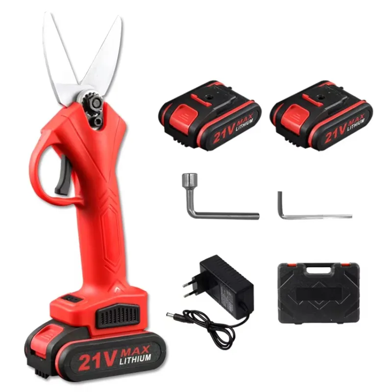 Forbici elettriche rosse per potatura da giardino, forbici da potatura in metallo a batteria
