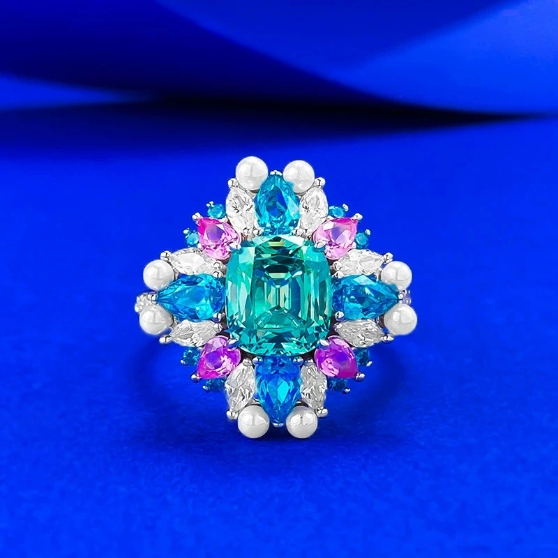 

S925 Silver Secret Garden Green Gemstone Forest-themed Elf Ring