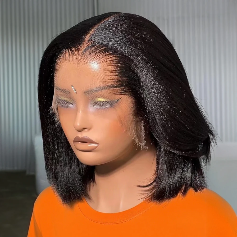 CEXXY Afro Kinky Straight Echthaar-Perücke Kurze Bob-Perücken 13x4 Echthaar Lace Frontal Perücken im Angebot Yaki Straight 100% Echthaar