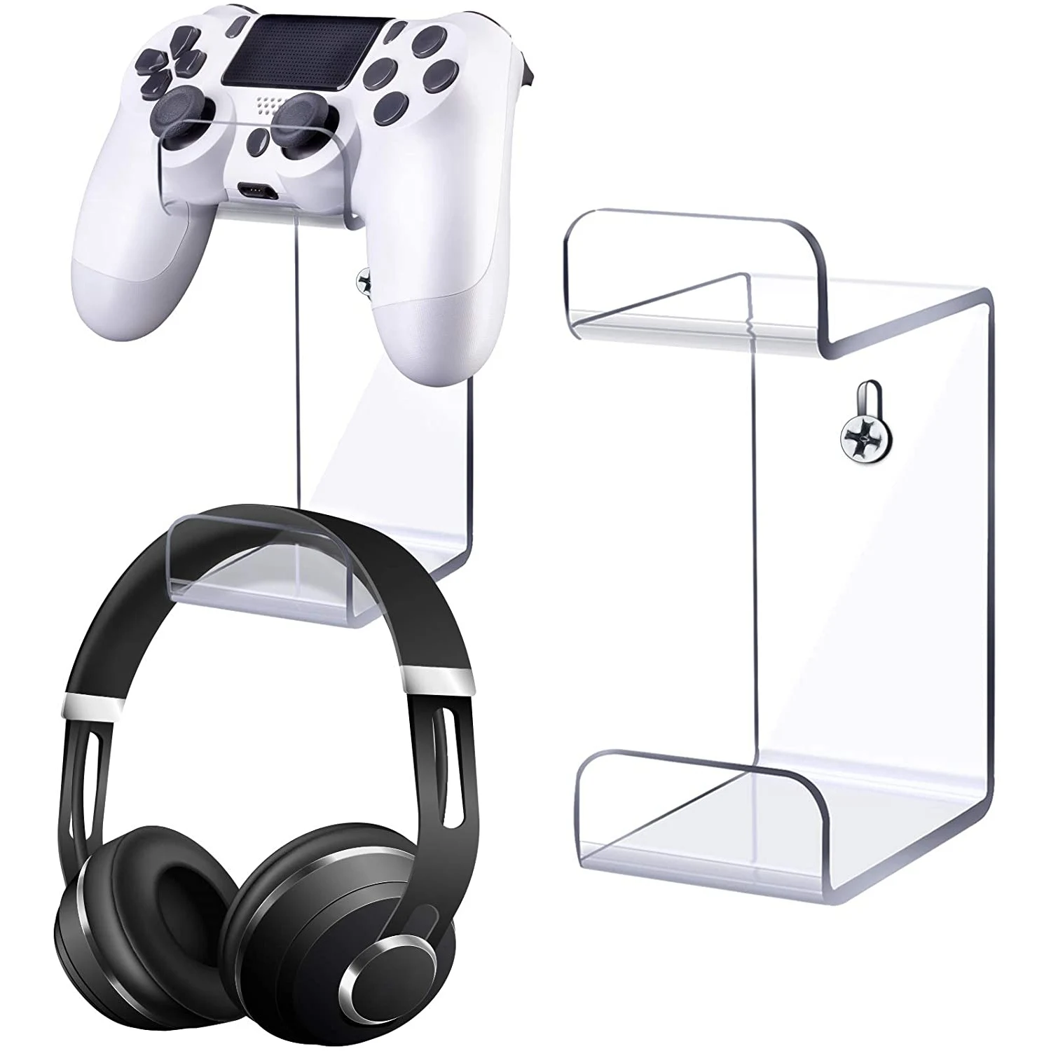 Universal Game Controller Holder Wall Mounted Headset Stand Hanger Space Saving Gamepad Holder Wall Mount for PS4 Xbox