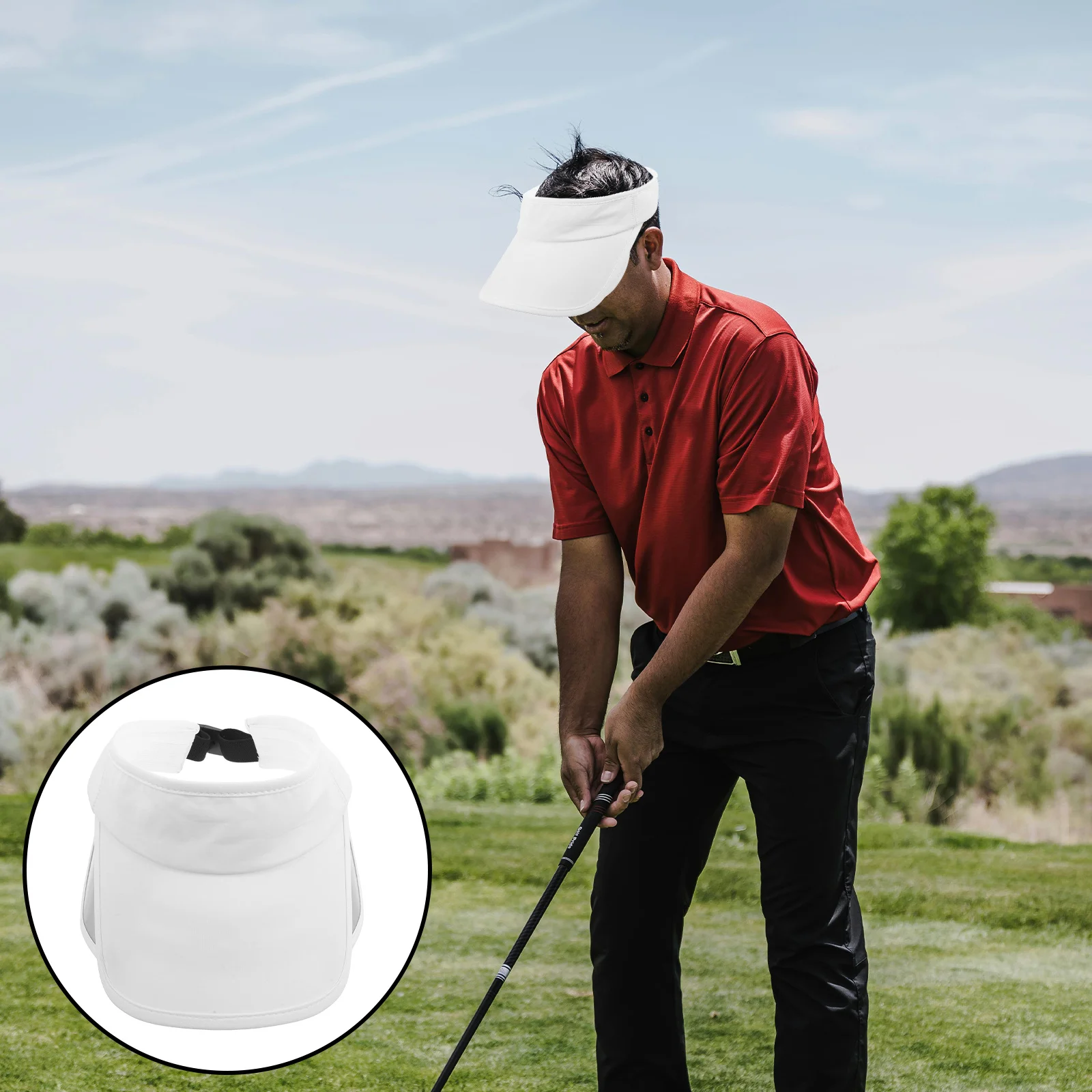 قبعة جولف واقية من الشمس قابلة للسحب بحافة قابلة للتعديل وخفيفة الوزن وقابلة للتنفس وحماية من الأشعة فوق البنفسجية مجوفة للمشي لمسافات طويلة في الهواء الطلق والجري