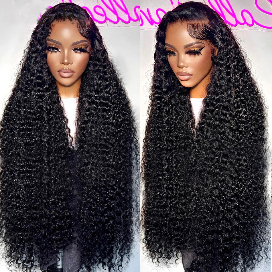 

Soft 26Inch Long Black Kinky Curly 180Density Deep Lace Front Wig For African Women Babyhair Preplucked Glueless Daily Cosplay