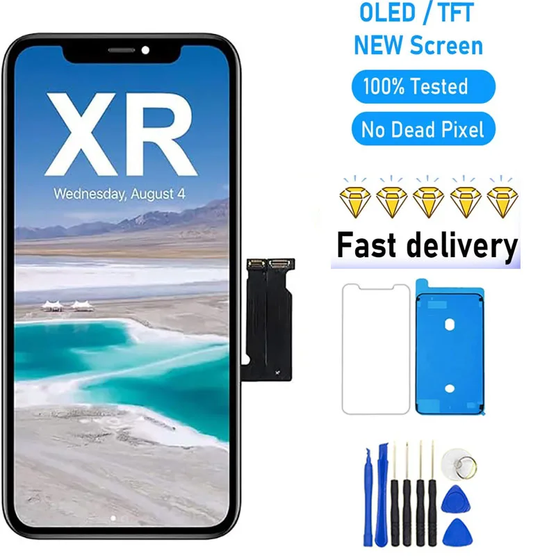 iphone-xr用lcdディスプレイ-スクリーン3dタッチ交換用ガラスデジタイザーパーツ-61インチ交換用、a1984、a2105、a2106、a2108