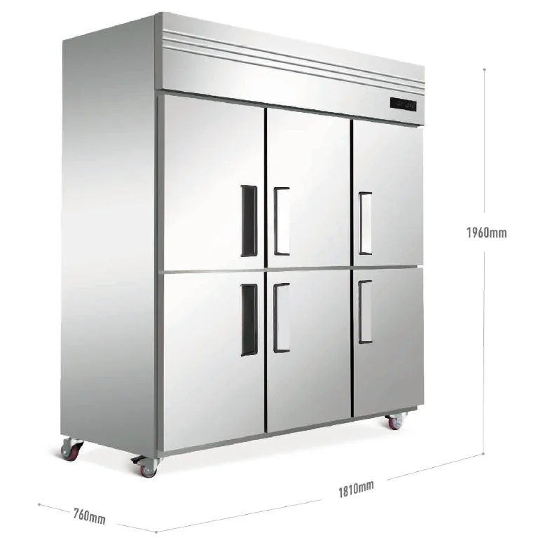 Commercial 6 Door Stainless Steel Upright Refrigerator Freezer 1252LLarge Capacity Double Temperature For Restaurant Hotel
