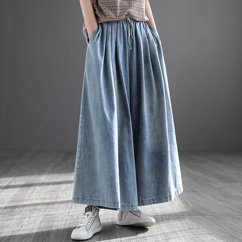 

High Waist Wide Leg Jeans Women New Arrival 2025 Summer Vintage Style Loose Comfortable Female Cotton Denim Pants T643