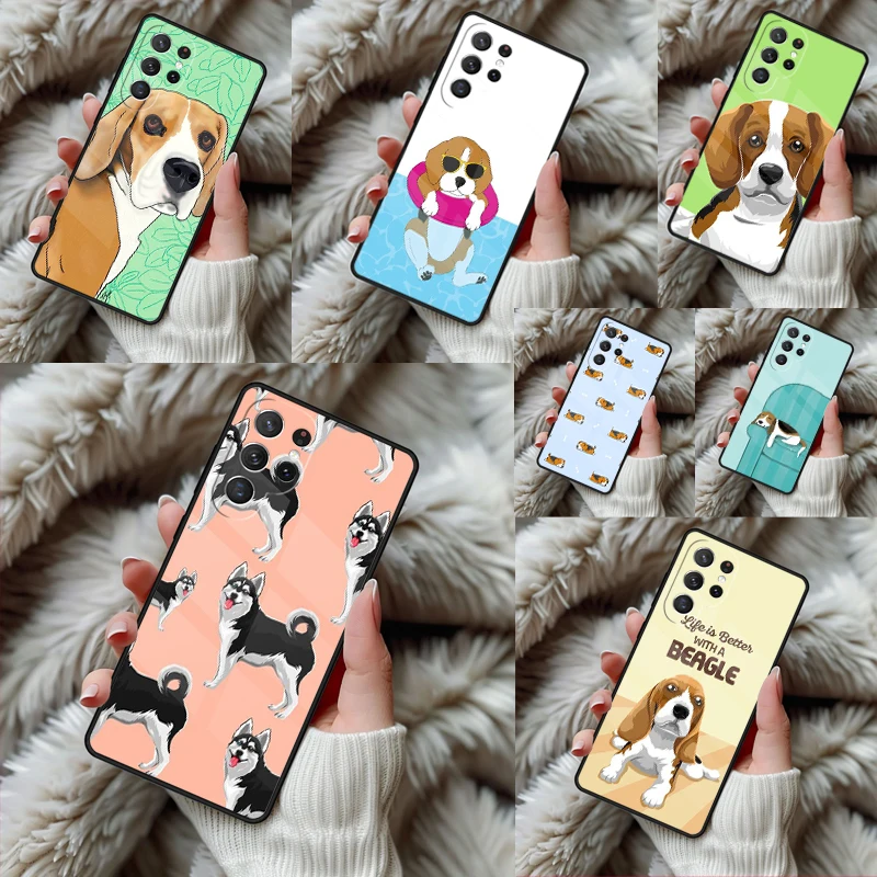 Beagle Dog Soft Phone Case For Samsung Galaxy S24 S25 S26 Ultra S22 S23 Plus S21 S20 FE Note10 TPU Cover