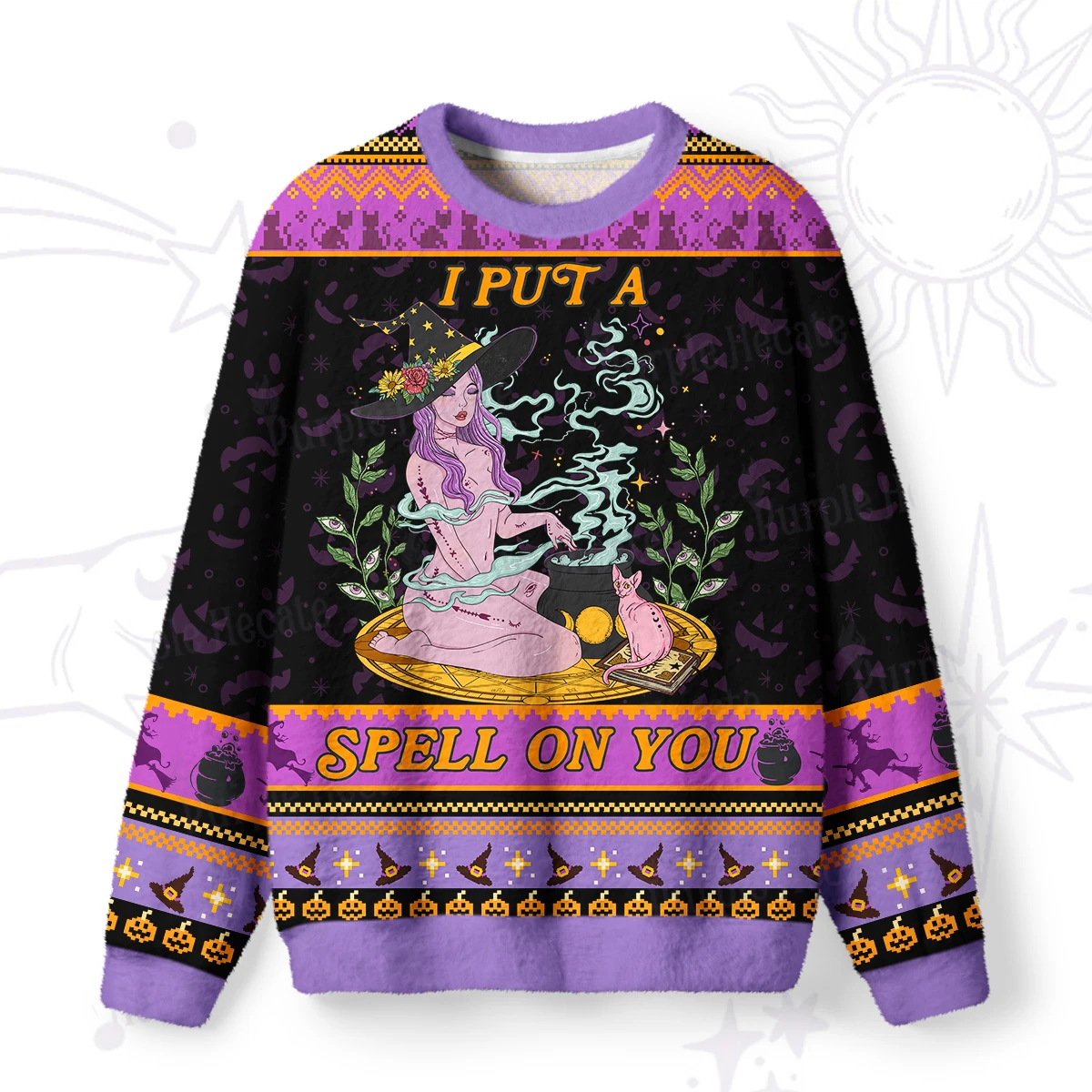 Y2K Women's Autumn and Winter Season Top, Home Casual Hoodie, Witch Print Loose Long Sleeved Hoodie S-XXXL Size
