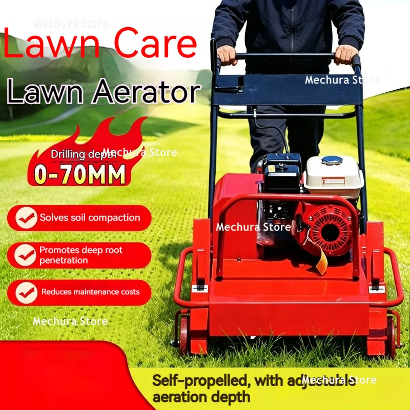Self-Propelled Hollow Tine Lawn Aerator – Large Area Lawn Ventilation Maintenance Equipment Golf Courses Lawn Mower JT60