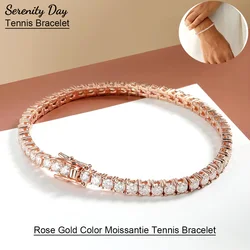 Serenity 3mm 4mm 5mm Rose Gold Color Moissanite Tennis Bracelet Women Man S925 Sterling Silver Sparkling Lab Diamond Hand Chain