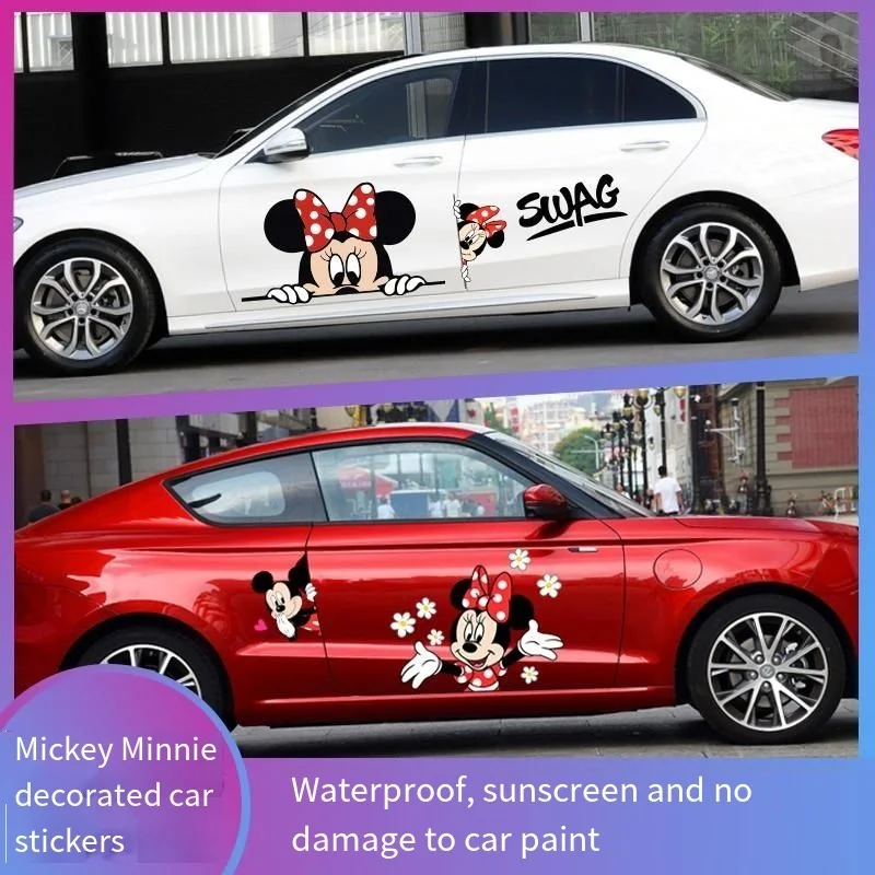 Sanrio Mickey Kawaii Anime Car Decoration Universal Sticker Car Stickers Water Proof Car Door Cover Body Decoration Cute 2024