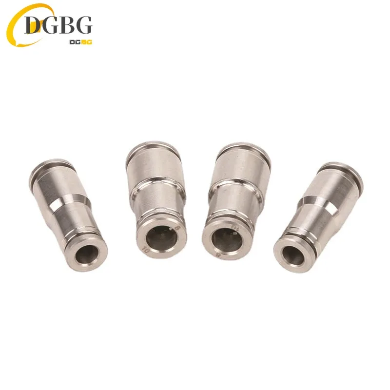 2PCS Stainless Steel Pneumatic Fittings PG6-4 8-4 10-8 12-10 For Air water Hose Tube Push in Straight Gas Quick Connection