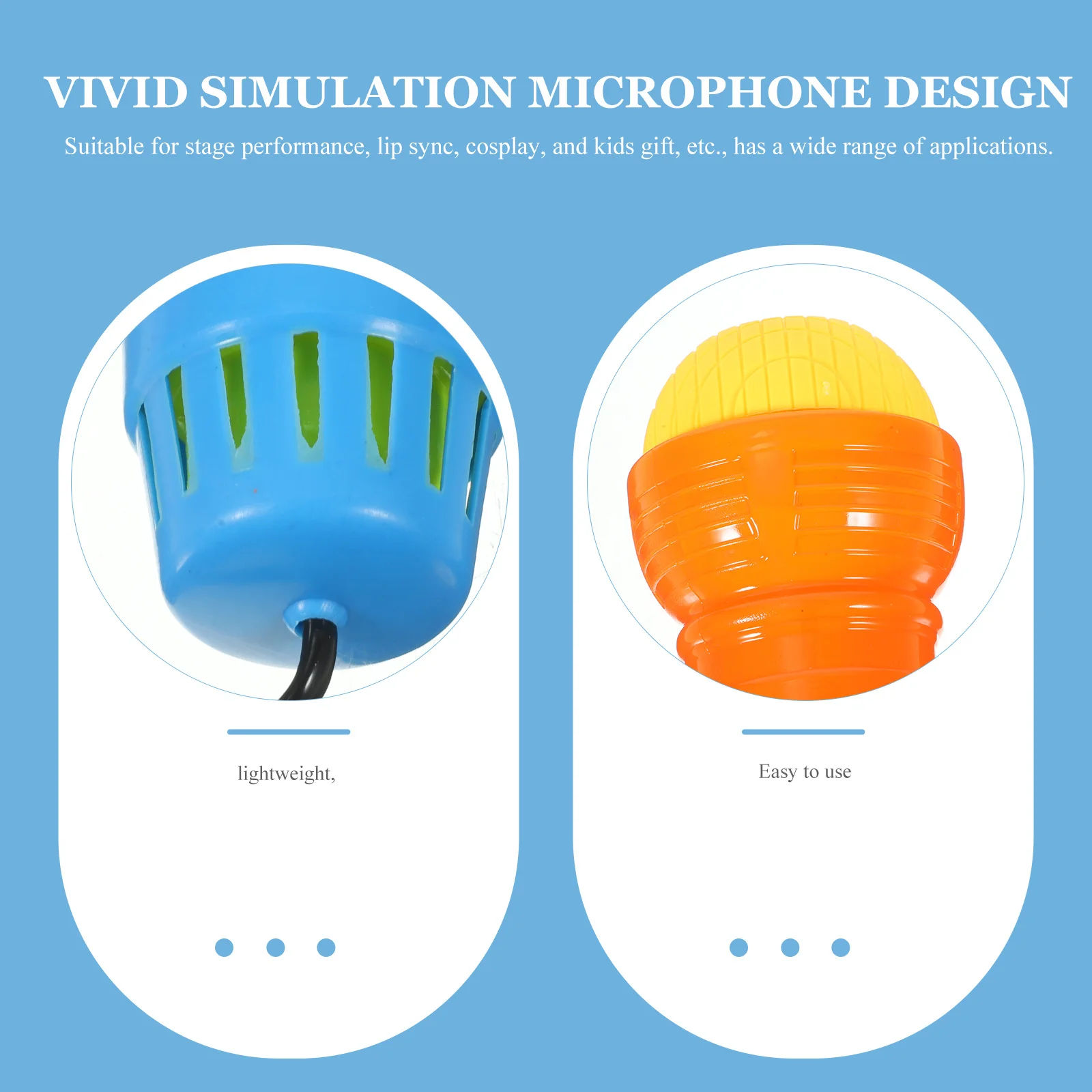 

3Pcs Fake Microphone Prop Dynamic Simulation Design Comfortable Hand Feel Perfect for Cosplay Events Stage Acts Educational