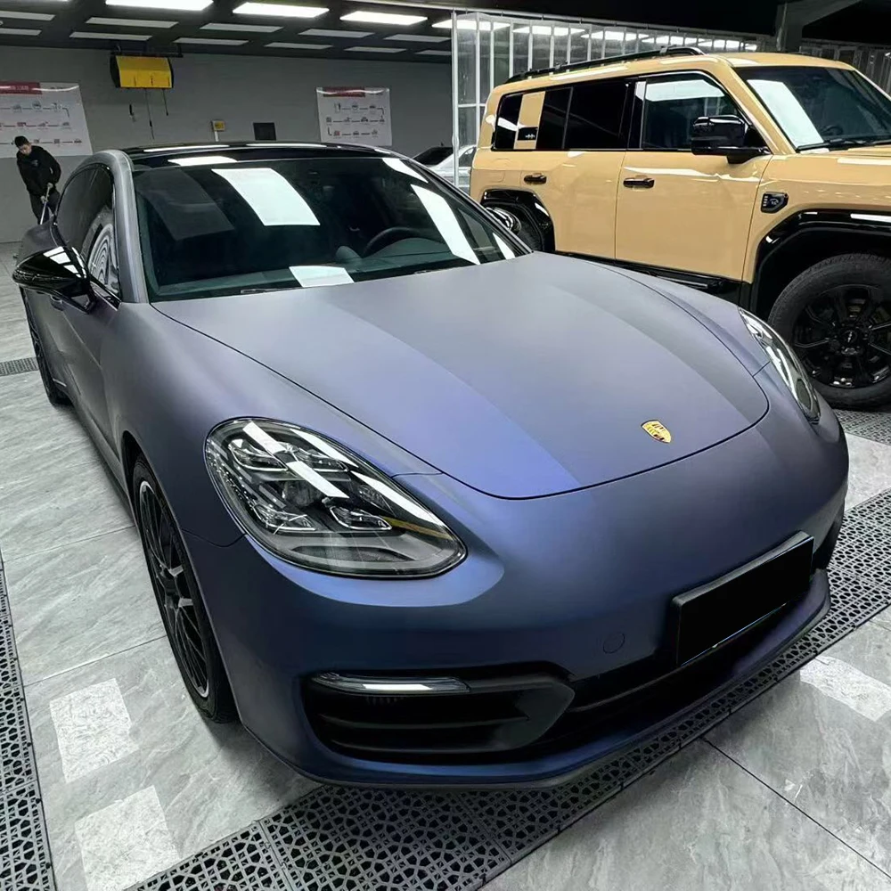 PET Car Color Change FilmMatt Dark Fantasy Blue Scratch Resistant Professional Grade Automotive Color Change Film