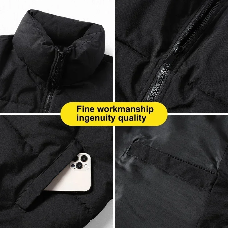 New Winter Fleece Parkas Men Korean Fashion Stand Collar Thick Warm Plush Puffer Jacket Casual Windbreaker Thermal Padded Coat