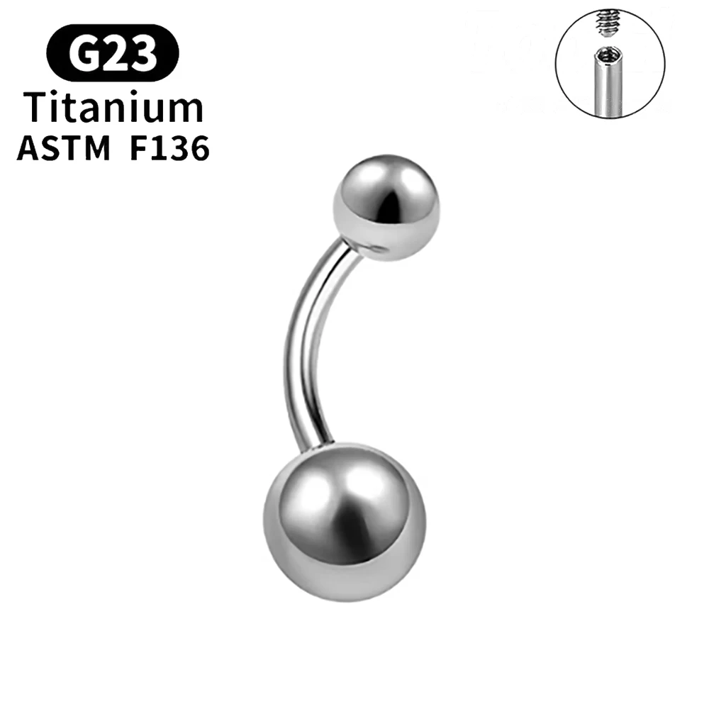 ASTM F136 G23 التيتانيوم الكلاسيكية جولة منحني الحديد مثير المرأة السرة ثقب الجسم مجوهرات 14 جرام