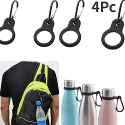 4PCS Aluminum Sports Kettle Buckle Outdoor Carabiner Water Bottle Holder Rubber Buckles Hook Camping Hiking Tool