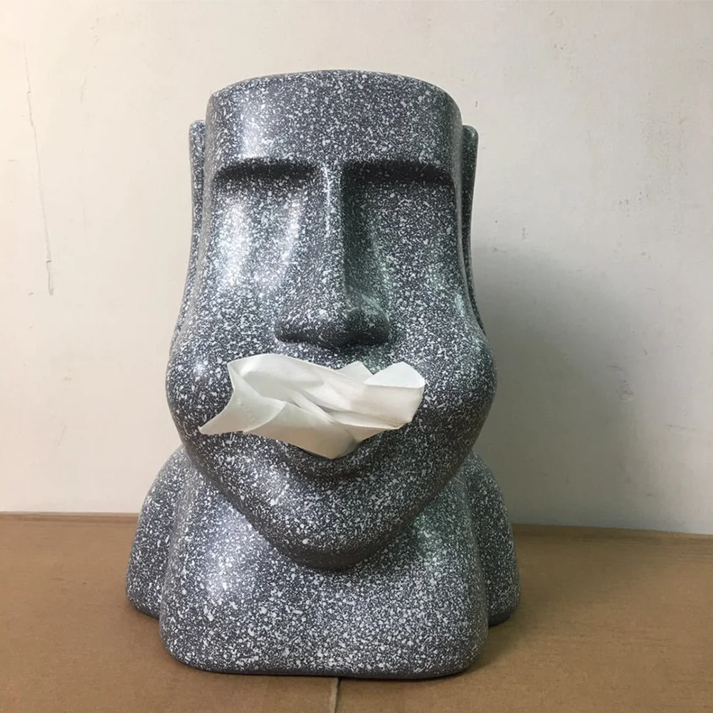 

Moai Face Tissue Box Holder Funny Paper Towel Dispenser For Home Living Room Bedroom Kitchen Tabletop Decorative Tissue