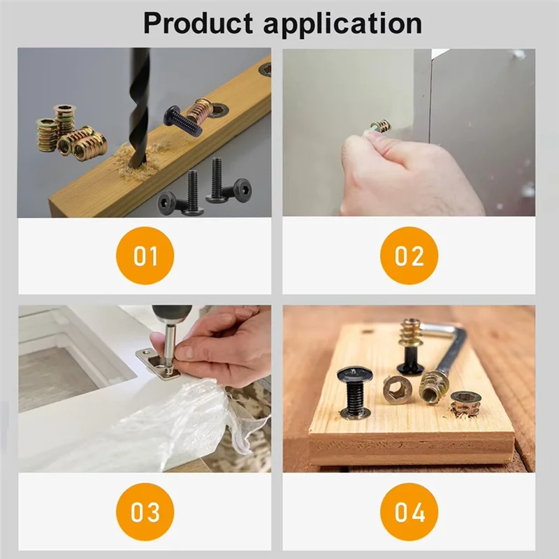 AAAF houten inzetboutbevestigingsconnectoren schroefdraadinzetstukken voor hout voor meubels stoel tafel bureau wiegbed, volledig schroefdraad