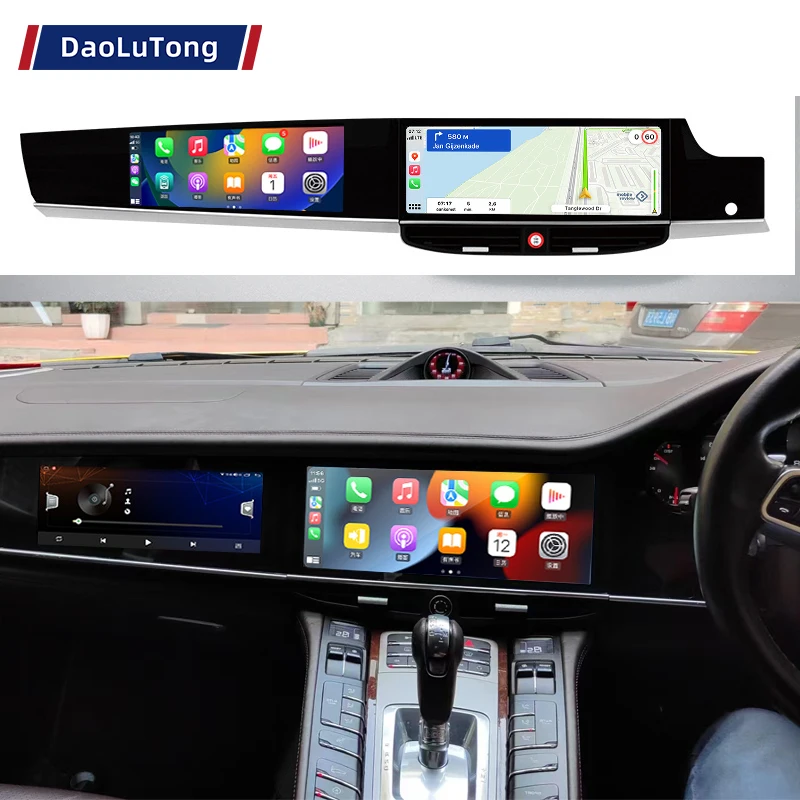 Dual 12.3" Screen Car Dvd Player for Porsche Panamera Rhd 2010-2016 Android 13 Gps Navigation Stereo Multimedia Carplay