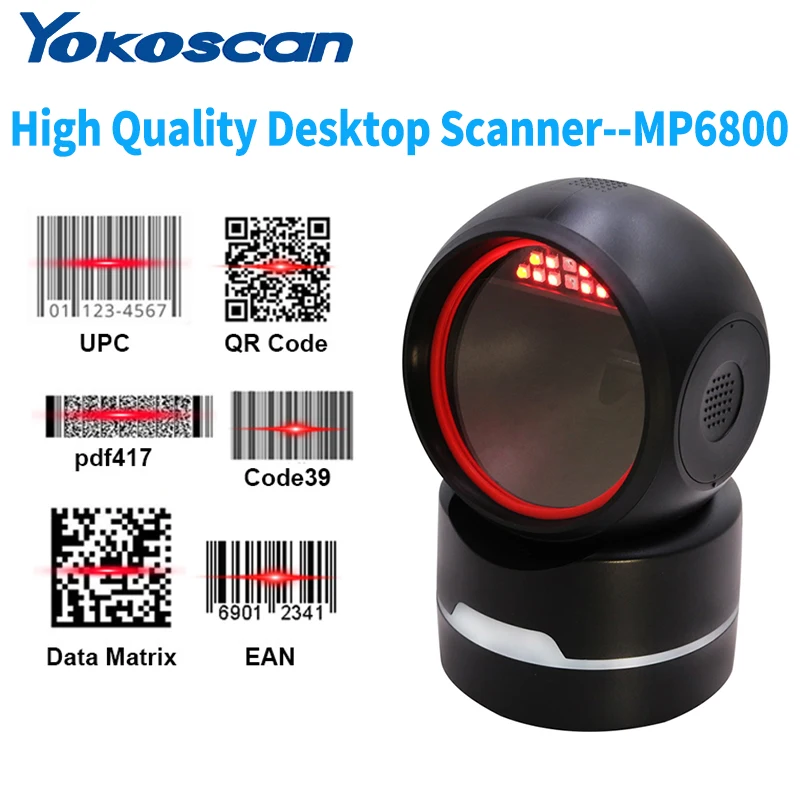 Custo-eefective Highgrade Luz Anel Desktop Omni-direcional Hands 1d 2d qr Scanner de Código de Barras Usb Rs232 para o Supermercado Mp6800