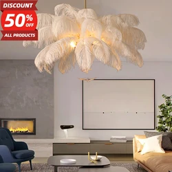Nordic Ostrich Feather Lamp Led Pendant Lights Living Room Home Decor Bedroom Indoor Lighting Chandelier Ceiling Lamp Table Lamp
