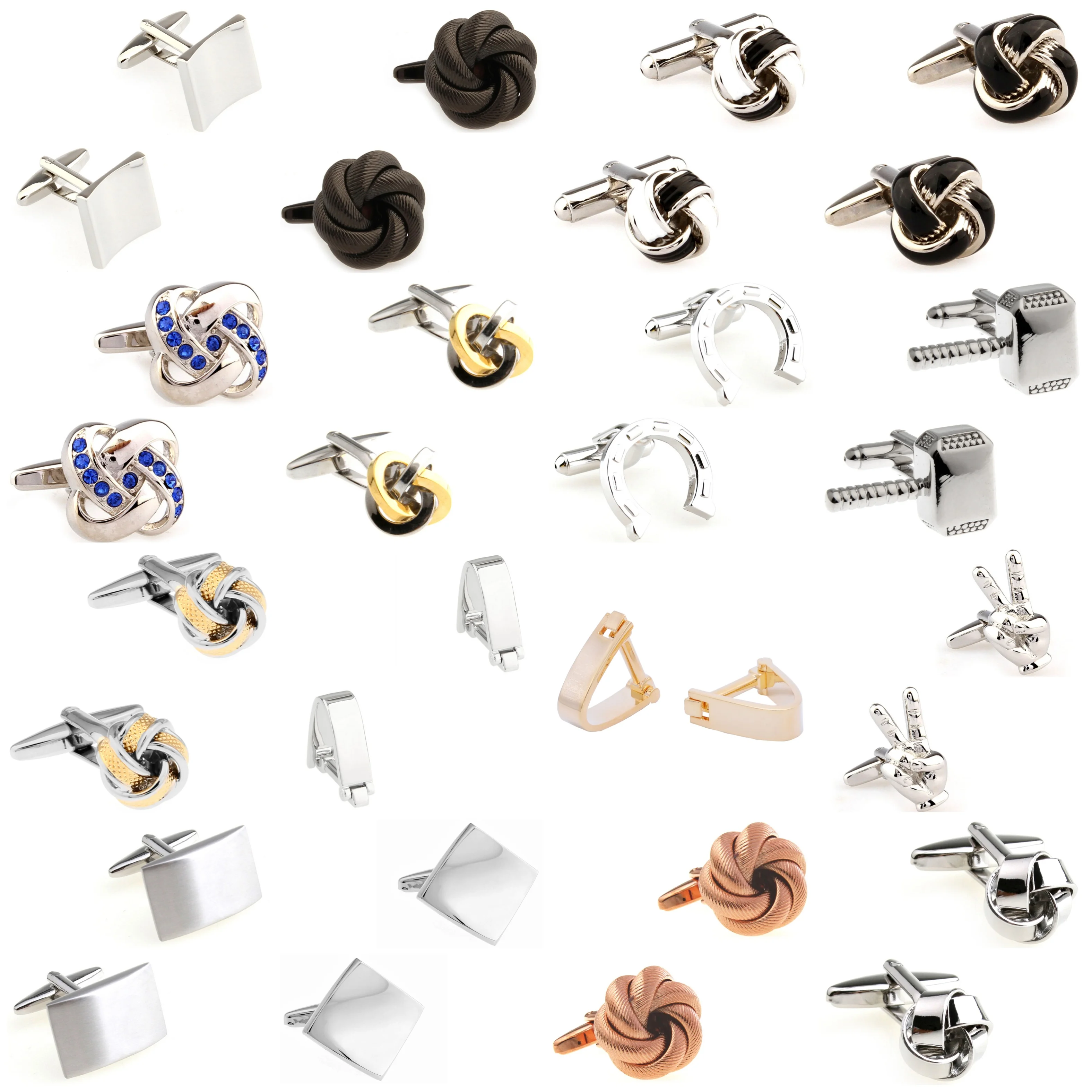 

28 стилей, металлические эмалированные запонки с узлами, мужские запонки из нержавеющей стали, 1 пара