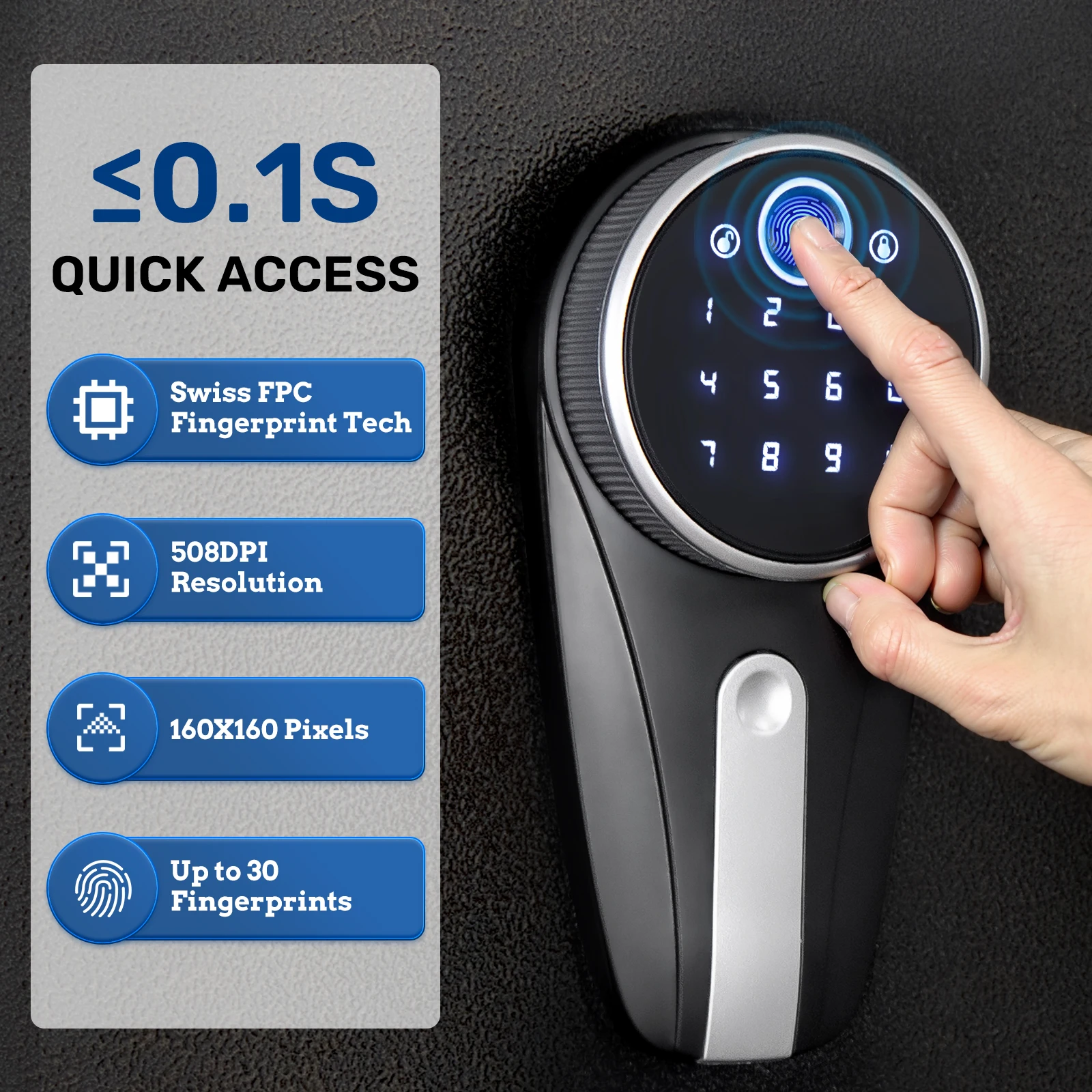 BlackSmith Biometric 6 Gun Safe for Home Office Rifles and Pistols Large Gun Cabinet Fingerprint Quick Access Rifle Safe