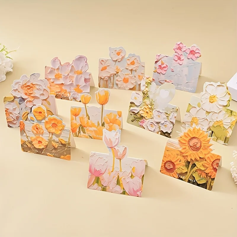 10 Stück Kunst-Blumenölgemälde-Grußkarten – 3D-Pop-up, für jede pflückende Hochzeiten, Valentinstag, Thanksgiving, Halloween
